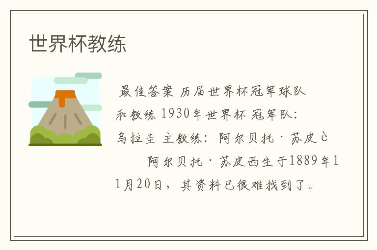 世界杯教练