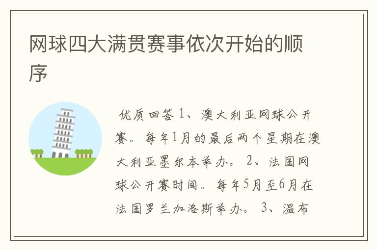 网球四大满贯赛事依次开始的顺序