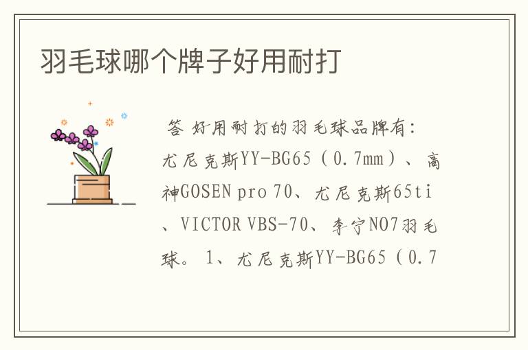 羽毛球哪个牌子好用耐打
