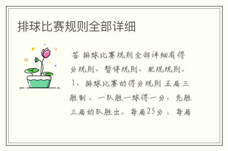 排球比赛规则全部详细