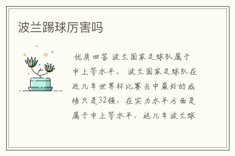 波兰踢球厉害吗