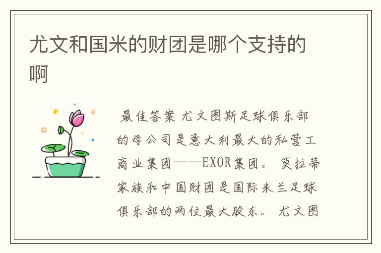 尤文和国米的财团是哪个支持的啊