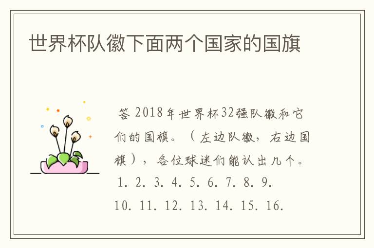 世界杯队徽下面两个国家的国旗