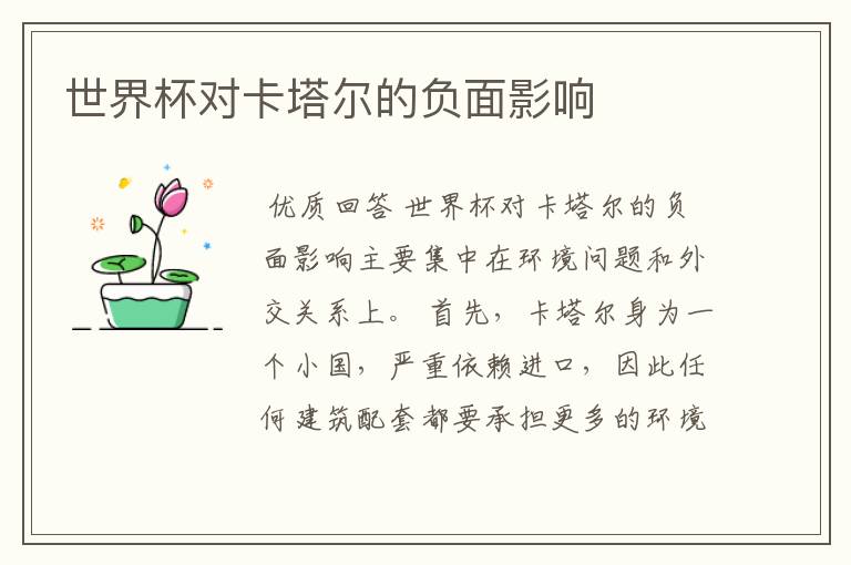 世界杯对卡塔尔的负面影响
