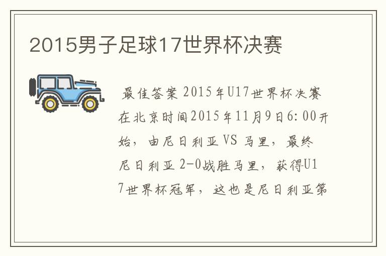 2015男子足球17世界杯决赛