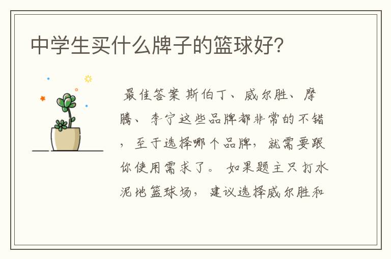 中学生买什么牌子的篮球好?