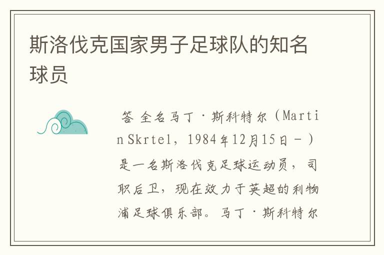 斯洛伐克国家男子足球队的知名球员