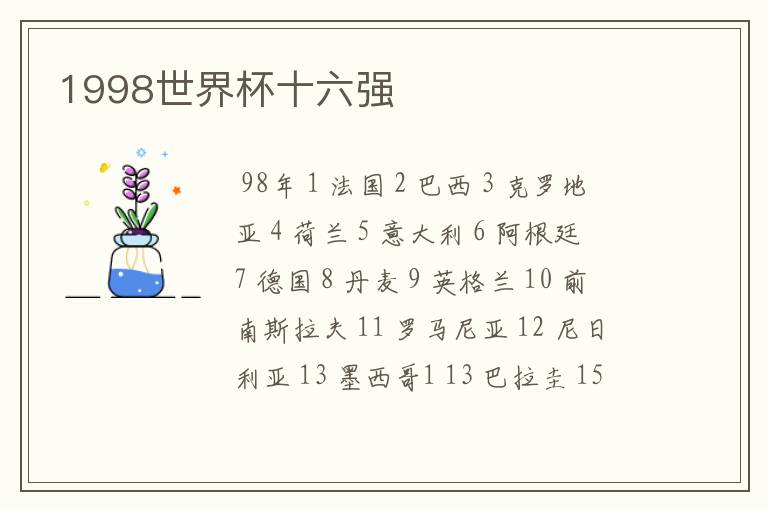 1998世界杯十六强