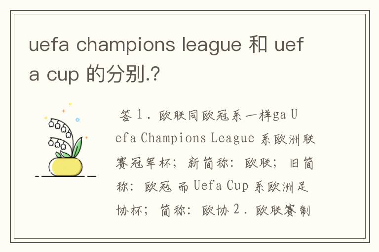 uefa champions league 和 uefa cup 的分别.？