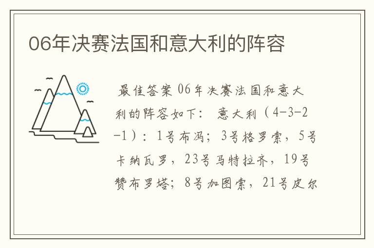 06年决赛法国和意大利的阵容