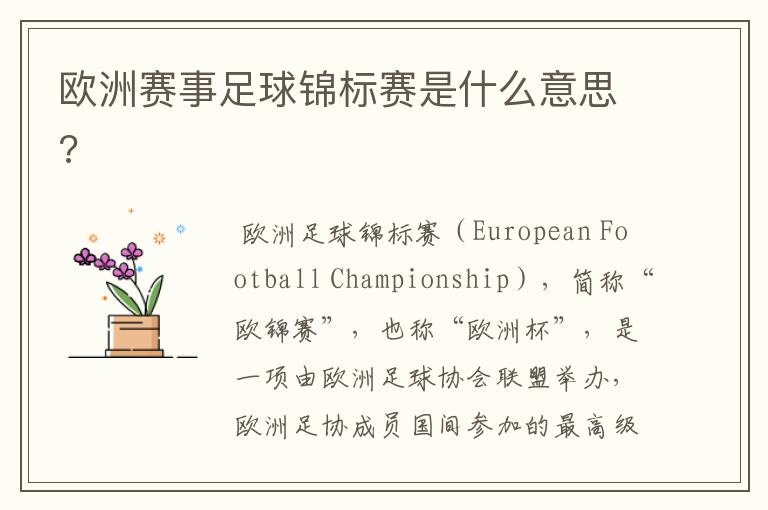 欧洲赛事足球锦标赛是什么意思?