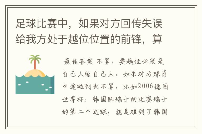 足球比赛中,如果对方回传失误给我方处于越位位置的前锋,算不算越位?