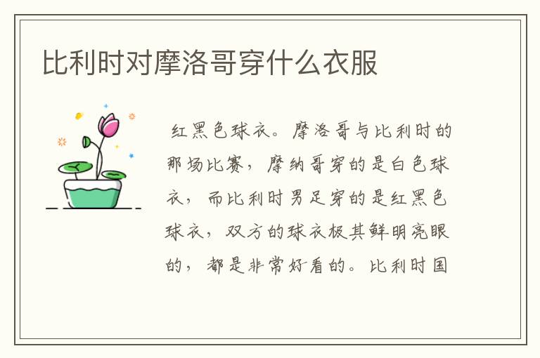 比利时对摩洛哥穿什么衣服