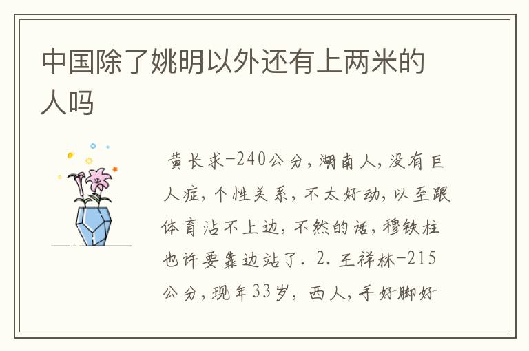 中国除了姚明以外还有上两米的人吗