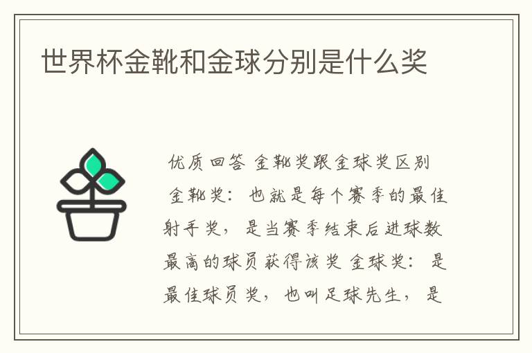 世界杯金靴和金球分别是什么奖