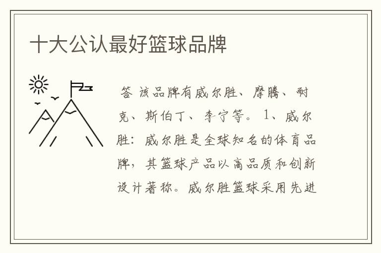 十大公认最好篮球品牌