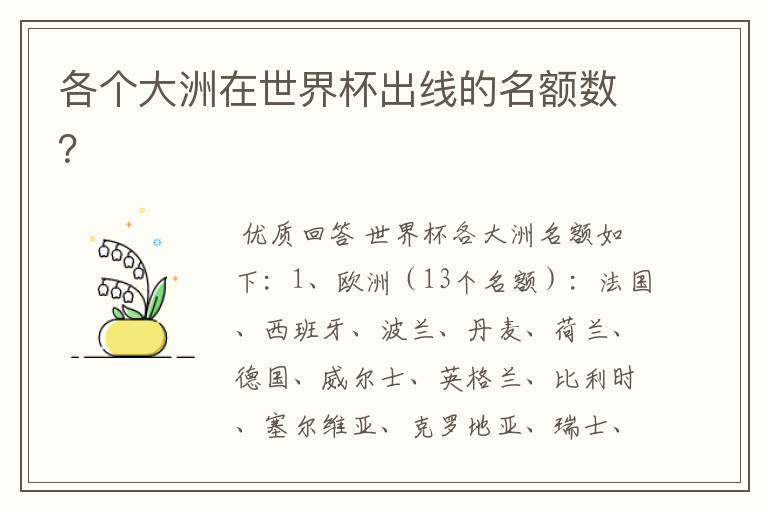 各个大洲在世界杯出线的名额数?