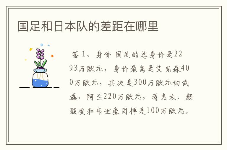 国足和日本队的差距在哪里