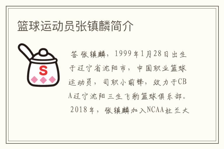 篮球运动员张镇麟简介