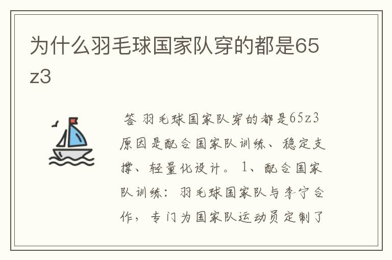 为什么羽毛球国家队穿的都是65z3