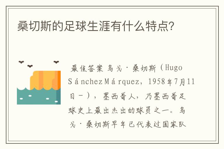 桑切斯的足球生涯有什么特点？