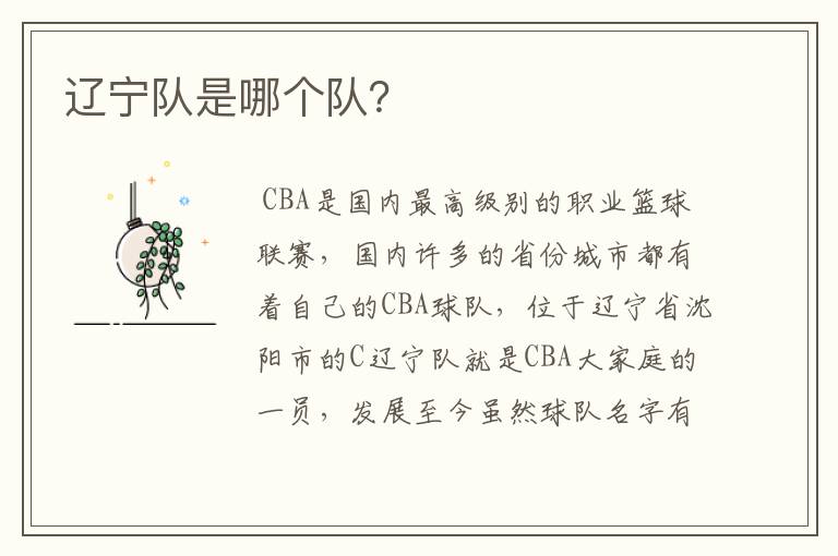 辽宁队是哪个队？