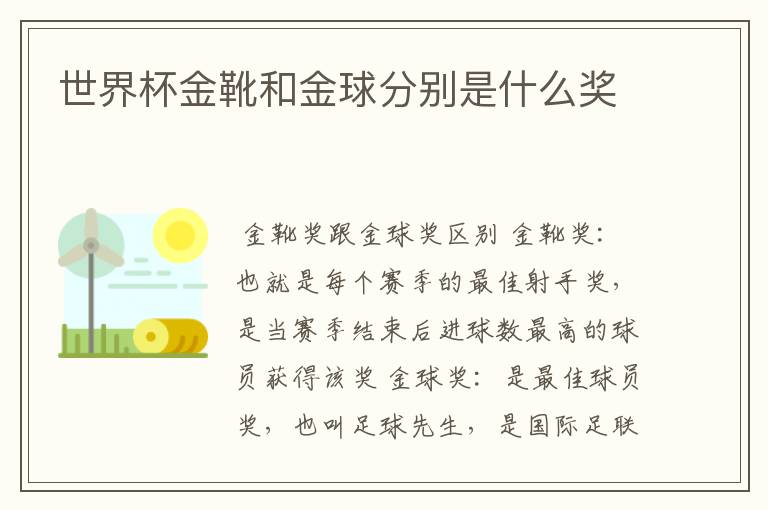 世界杯金靴和金球分别是什么奖