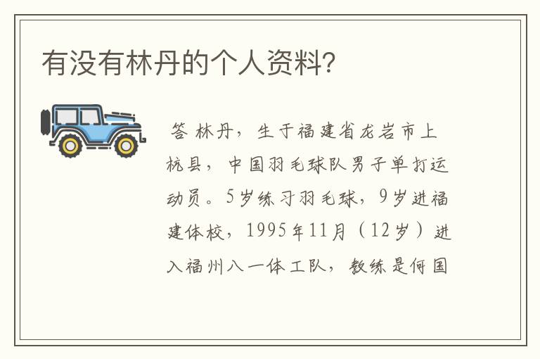 有没有林丹的个人资料?