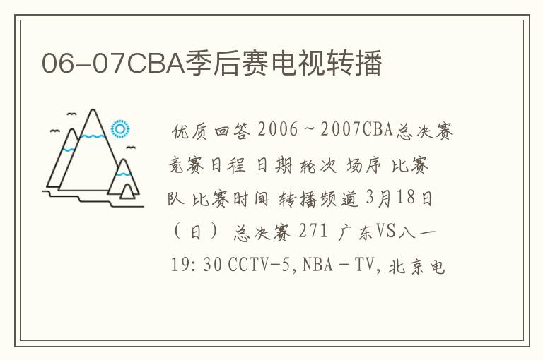06-07CBA季后赛电视转播