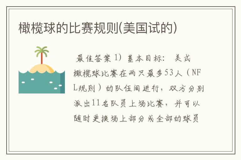橄榄球的比赛规则(美国试的)