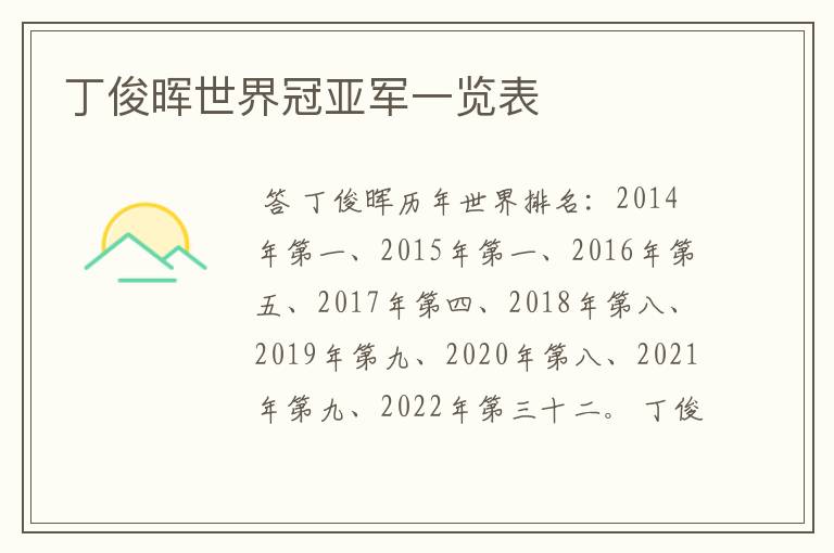 丁俊晖世界冠亚军一览表