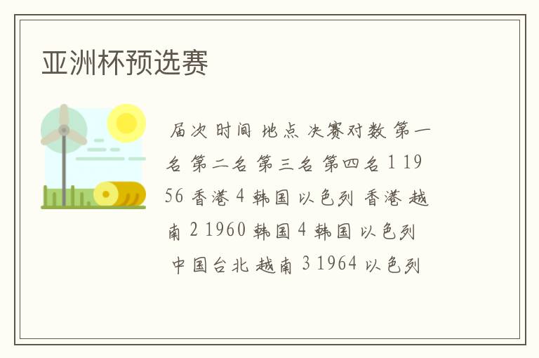 亚洲杯预选赛