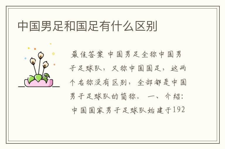 中国男足和国足有什么区别