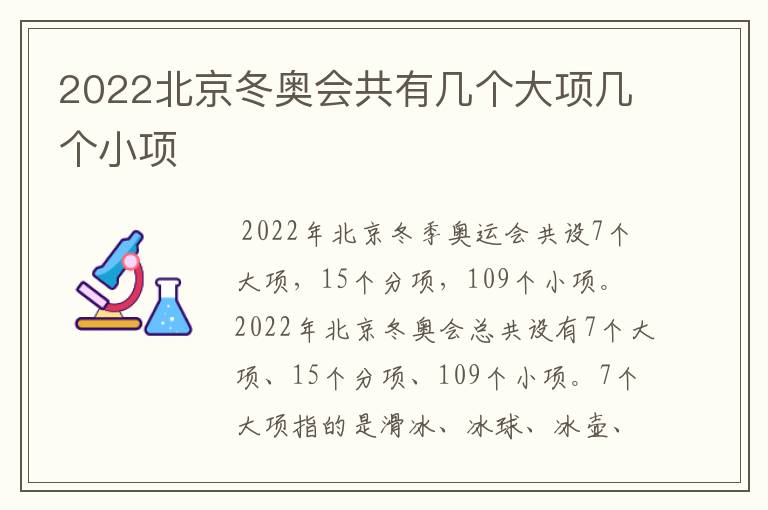 2022北京冬奥会共有几个大项几个小项