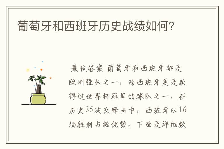 葡萄牙和西班牙历史战绩如何?