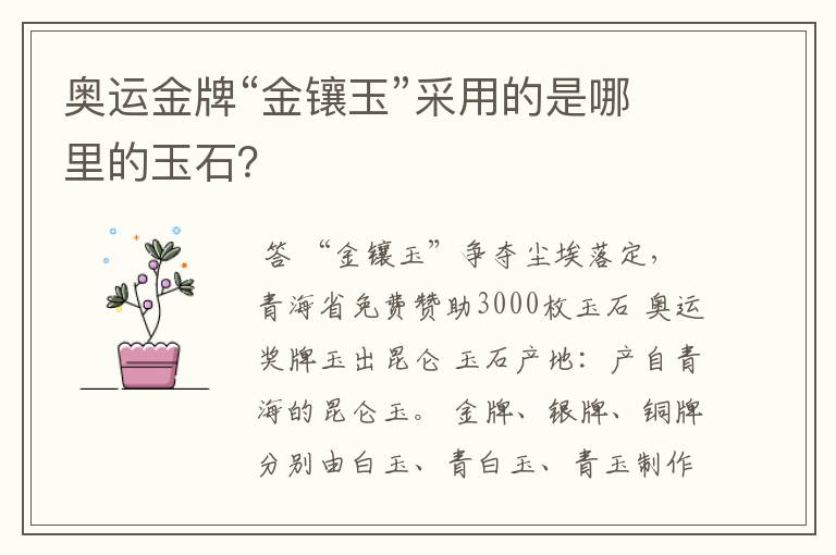 奥运金牌“金镶玉”采用的是哪里的玉石？