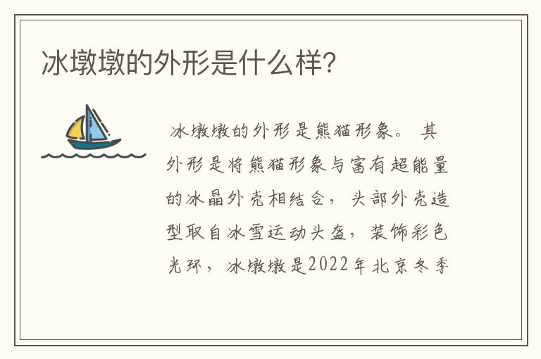 冰墩墩的外形是什么样？