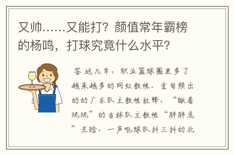 又帅……又能打?颜值常年霸榜的杨鸣,打球究竟什么水平?