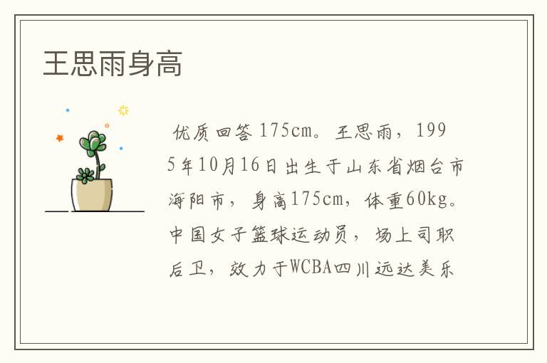 王思雨身高