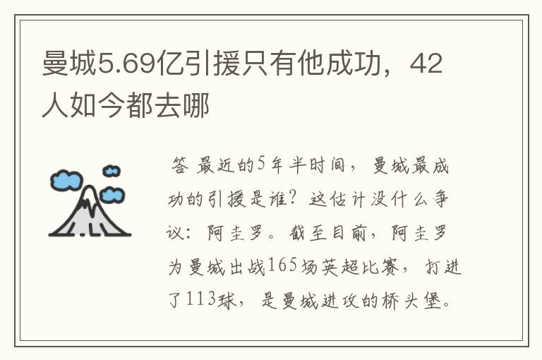曼城5.69亿引援只有他成功,42人如今都去哪