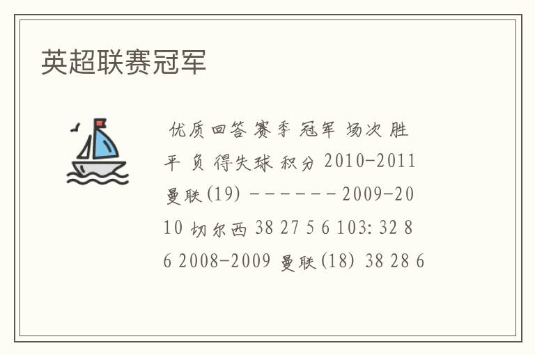 英超联赛冠军