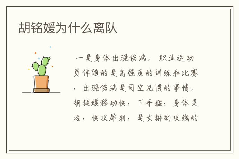 胡铭媛为什么离队