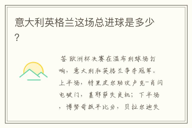 意大利英格兰这场总进球是多少?