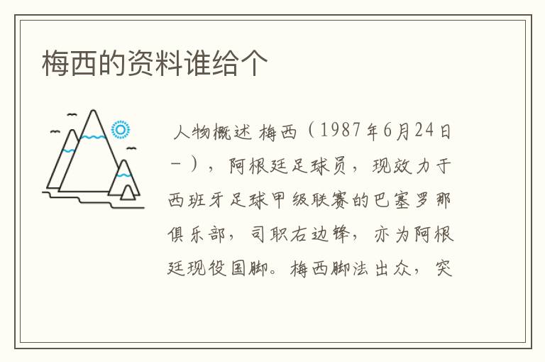 梅西的资料谁给个