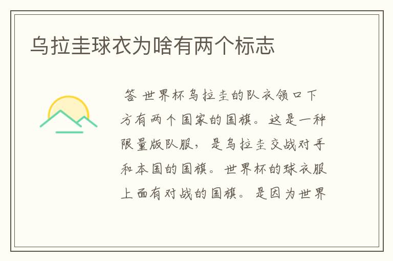 乌拉圭球衣为啥有两个标志