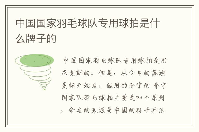 中国国家羽毛球队专用球拍是什么牌子的