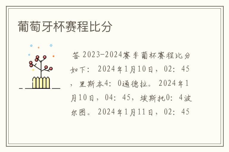 葡萄牙杯赛程比分
