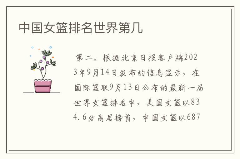 中国女篮排名世界第几