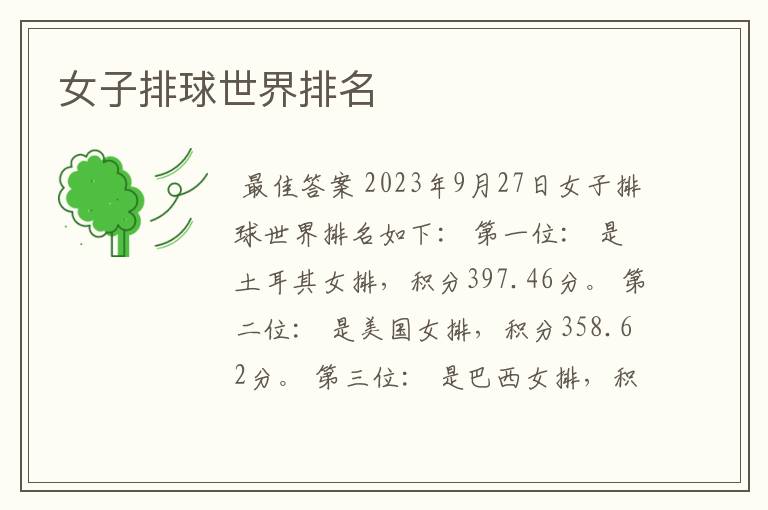 女子排球世界排名