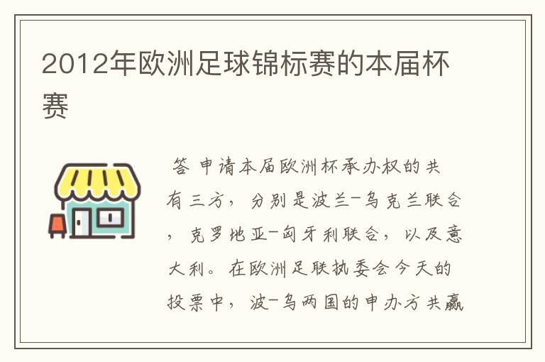 2012年欧洲足球锦标赛的本届杯赛